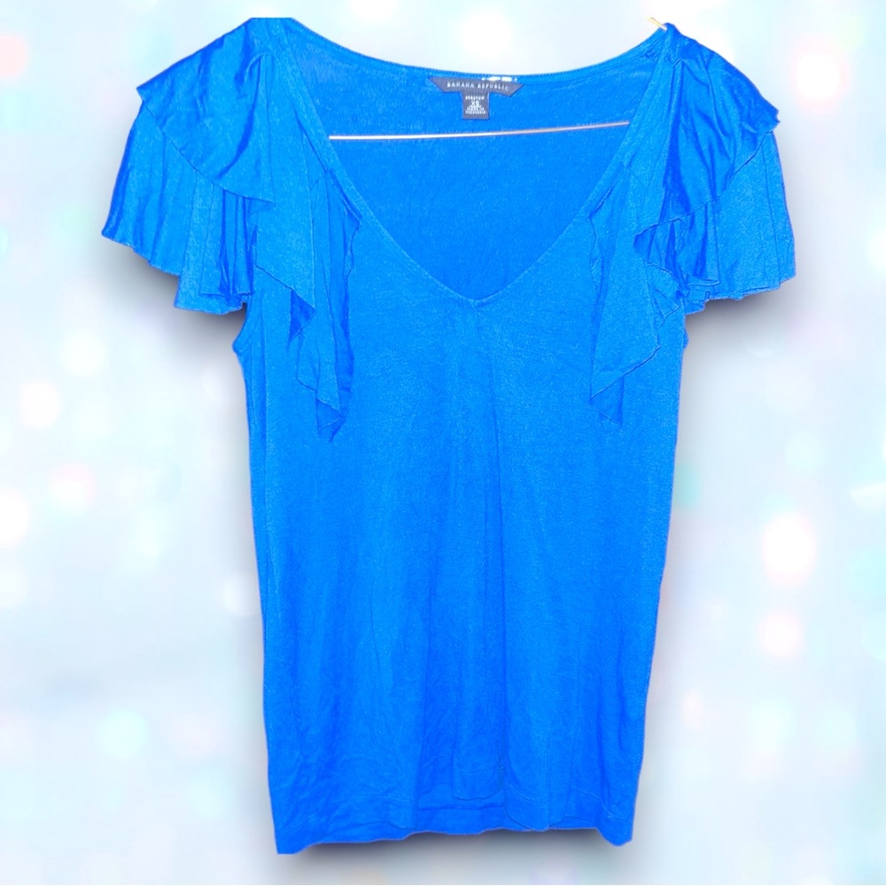 Banana Republic Blue Ruffle Top NWOT